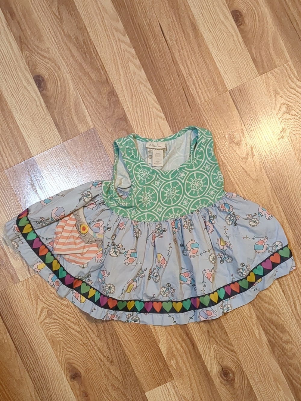Matilda Jane Mint Green & Light Blue Playful Heart-Trim Dress